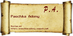 Paschka Adony névjegykártya